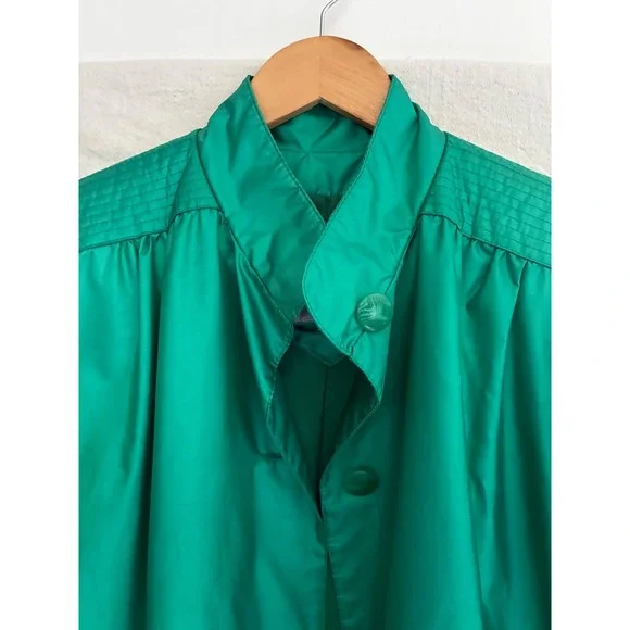Windsor Bay Vintage Emerald Green Raincoat Long Trench Coat Womens Size 10 - Picture 6 of 16